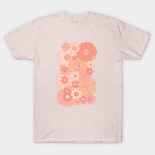 Retro Daisy Floral - Peach T-Shirt